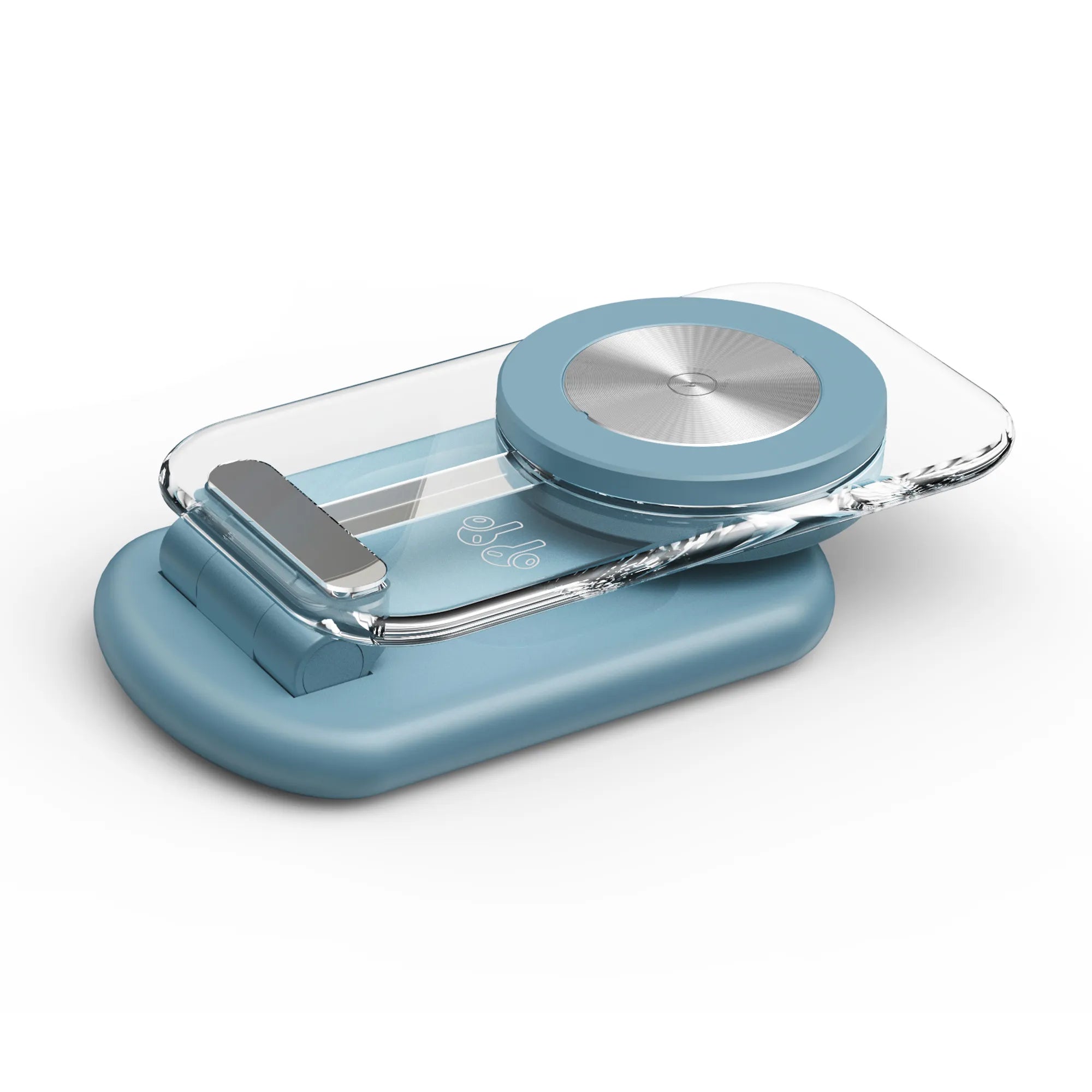 Mukiya Transparent Lake Blue 3-in-1 Magnetic Charger - Vibrant and Sleek Power Station for iPhone