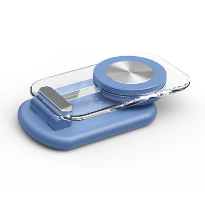 Premium Dark Blue Transparent Magnetic Wireless Charging Stand for Modern Home and Office Setup