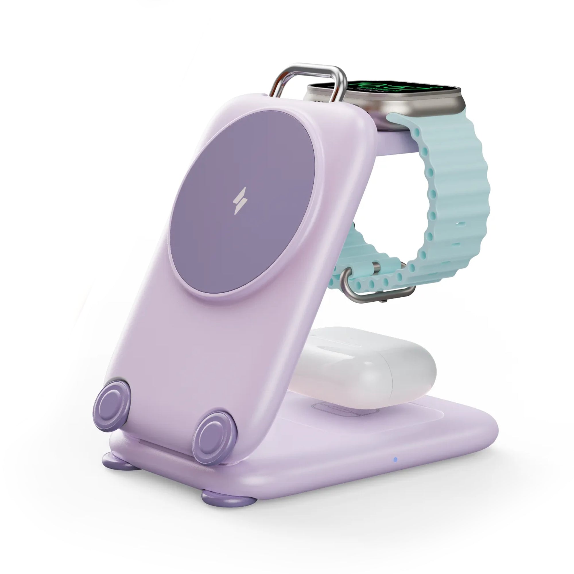 Mukiya 3-in-1 MagSafe Wireless Charging Station in Elegant Purple for iPhone 16 Pro and Apple Watch
