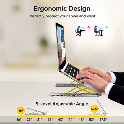 Ergonomic Aluminum Laptop Riser by Mukiya Max for Comfortable Eye-Level Viewing