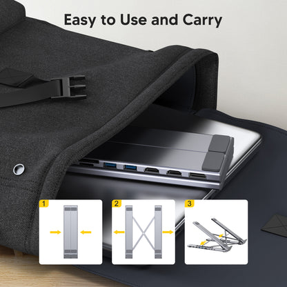 Portable and Foldable Triple Display Docking Station Stand for Professional Remote Work