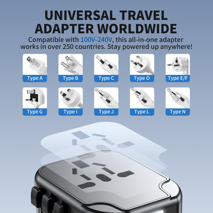 Ultimate Connectivity: Universal Travel Adapter Featuring Multiple USB-C PD and USB-A Ports for All Your Gadgets