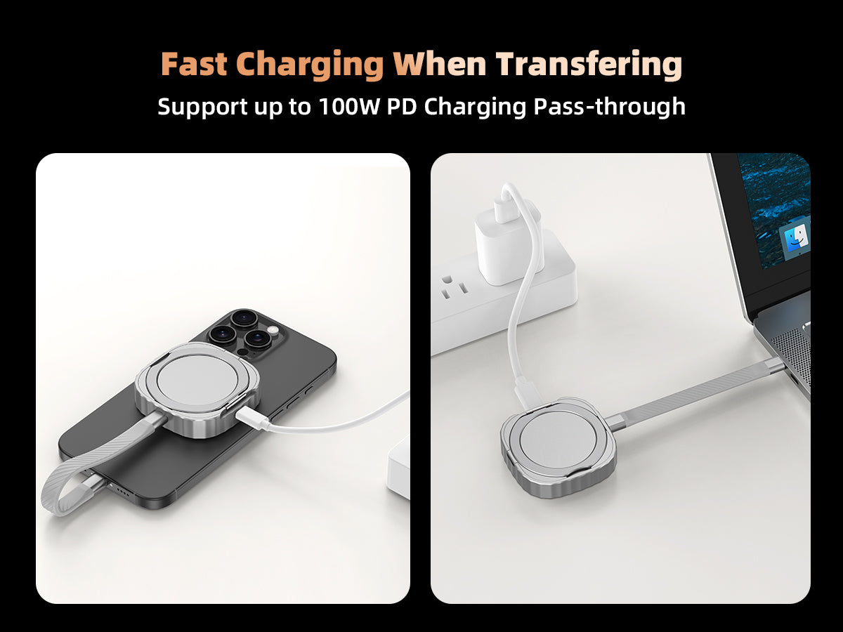 Mukiya MagSafe SSD Enclosure Supporting PD Fast Charging for Uninterrupted 4K Video Recording on iPhone 16 Pro Max