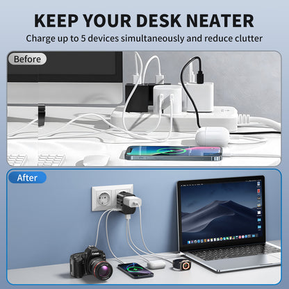 Built-in Cable Management: Mukiya Travel Adapter Helps Keep Your Tech Essentials Organized and Tangle-Free While Traveling